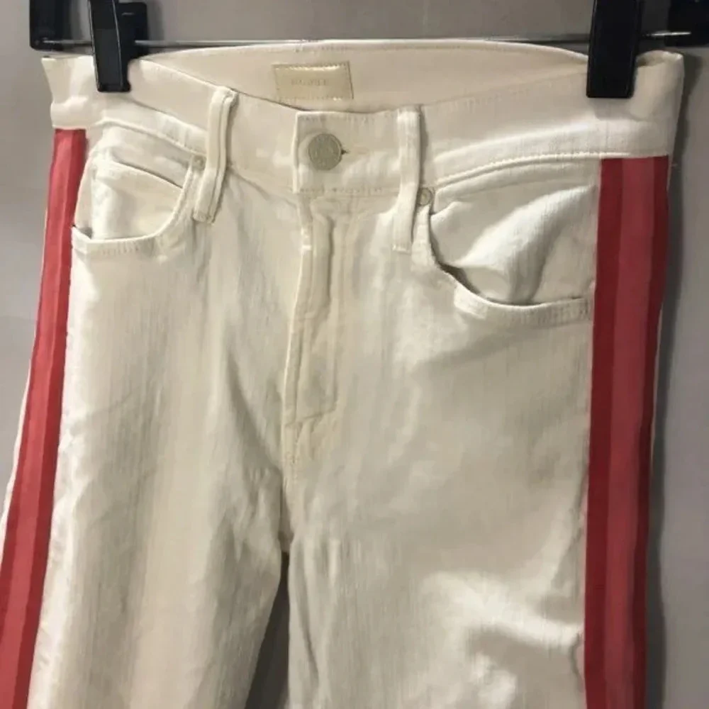 Mother Womens White Light Wash Coin Pocket Denim Straight Jeans Size 25
